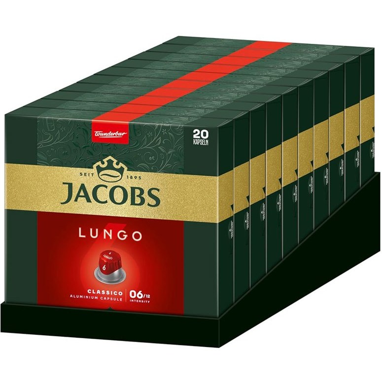 پک ده بسته ایی کپسول قهوه جاکوبز مدل Lungo 6 Classico