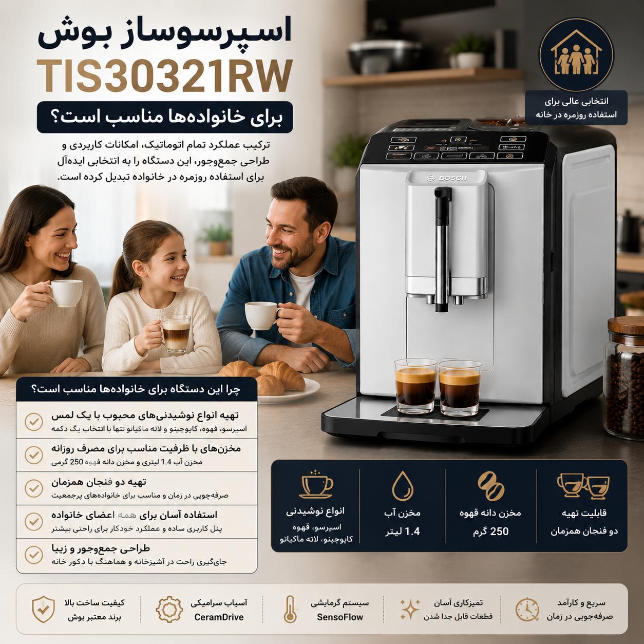اسپرسوساز اتوماتیک بوش TIS30321RW برای چه کسانی مناسب است؟
