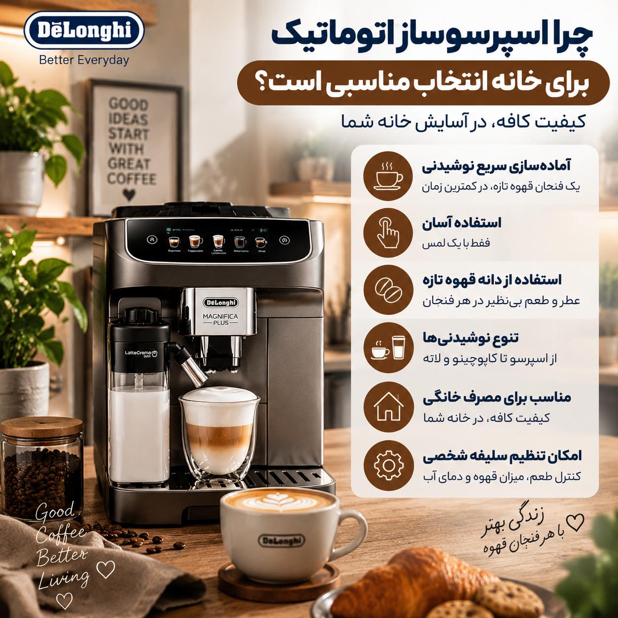 اسپرسوساز اتوماتیک دلونگی؛ کدام مدل برای خانه مناسب‌تر است؟